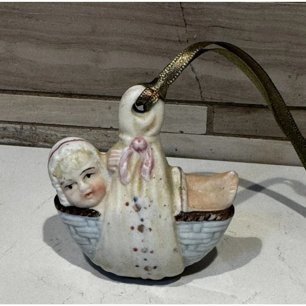 Vintage Bisque Porcelain Baby Figurine Ornament